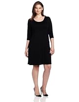Hot Sale Karen Kane Plus-Size 3/4 Sleeve A-Line Dress, Black, 1X