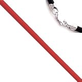 18 Inch Long 4mm Diameter Strawberry Red Rubber Cord Necklace w/Sterling Silver Clasp