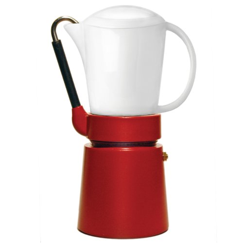 Aerolatte Cafe Porcellana Stove Top Espresso Maker, 4-Cup, Red