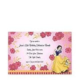 Snow White & Pink Flowers Birthday Party Invitations