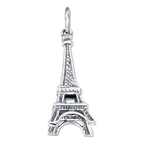 STERLING SILVER ANTIQUED THREE DIMENSIONAL EIFFEL TOWER CHARM