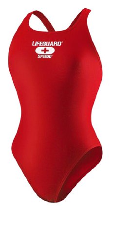 Speedo Womens Xtra Life Lycra Lifeguard Superpro Swimsuit, Red, 32