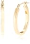 Duragold 14k Yellow Gold Square Tube Oval Hoop Earrings(0.6" Diameter)