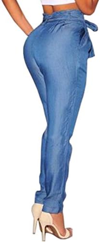 YOLLLmart Womens Casual Elastic Waist Lace Up Harem Pants Trousers jeans