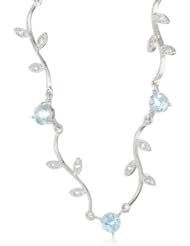 Sterling Silver White Topaz Leaf Necklace, 16.5"