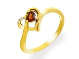 9ct Yellow Gold Garnet And Diamond Ring Size N