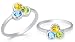 Round Cut London Blue Topaz Peridot Citrine Three Stone Ring Sterling Silver