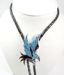 Turquoise / Enamel Polished Pewter Flying Eagle Bolo Tie