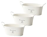 ナチュラルブリキポット オーバルS ホワイト 210×110×95Hmm 3141-C 3個セット