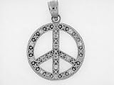14K WHITE GOLD CHARM PENDANT w/DIAMONDS - PEACE