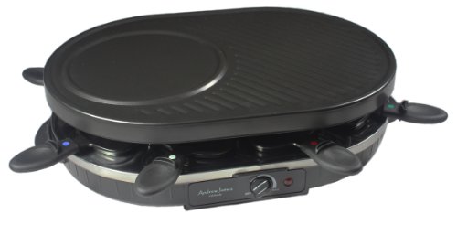 Andrew James Traditional Raclette Grill with Thermostatic Heat Control + Free Spatulas