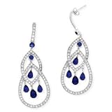 Platinum Plated CZ Diamond Sapphire Geometric Dangling Earrings