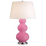 Triple Gourd Table Lamp in Schiaparelli Pink with Antique Silver Base