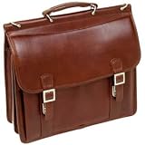 McKleinUSA Halsted 80334 V Series Full Grain Oil Tanned Leather Double Compartment Laptop Case (Brown)