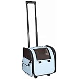 Pet Life Airline Approved Wheeled Travel Pet Carrier with Side Pouch and Leash Holder, Blue