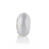 Bling Jewelry 925 Sterling Silver Opaque White Murano Glass Bead Compatible with Pandora Troll Beads