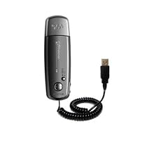 Coiled Power Hot Sync and Charge USB Data Cable w/ Tip Exchange for the Sony Walkman NW-E005 - Gomadic Brand