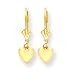 14k Leverback Dangle Heart Earrings