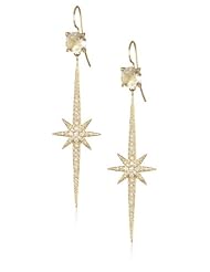 Mizuki 14Kt Wire 8mm Crystal Charm Icicle Starburst Diamond Earrings (.60Ct)