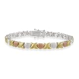 Tri color Vermeil (24k Gold over Sterling Silver) and Sterling Silver X and Heart Bracelet