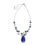 Glass Beads and Wire Dark Blue Pendant 'Fairly Fancy Pendant [Dark Blue]' -Fair Trade Gifts