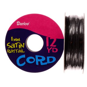 1mm Satin Rattail Cord, Black, 12 yd roll
