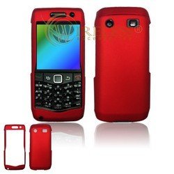 Premium Rubberized Red Metallic Snap-On Cover Hard Case Cell Phone Protector for Blackberry Pearl 9100 [Beyond Cell Packaging]