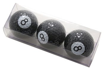 Billiards 8-Ball Designed Golf Balls - 3 balls in a box