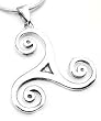 Sterling Silver Wiccan Celtic Triskele Swirl Pendant