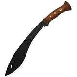 Kukri Machete, Walnut Handle, Black Bla