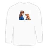 Long Sleeve T-shirt with body, individuals, individual, humans, girl, woman, gun, person, dog, human, sporting, setter, persons, mistress, dogs, irish, people, owner Large White