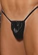 Leather G-String Pouch. (Black,Men's One Size)
