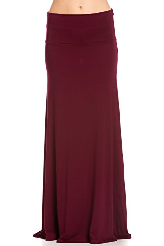 Frumos Womens Solid Flared Modal Maxi Skirts