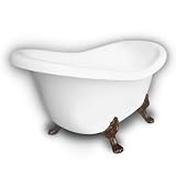 American Bath Factory B1-1600-WW-DM3-M2-25-OC Princess Slipper Clawfoot Bathtub in White, Paw Feet i