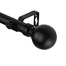 Rod Desyne Globe Window Curtain Rod Set, 66 to 120-Inch, Black