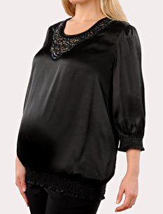 Motherhood Maternity: 3/4 Sleeve Beaded Detail Maternity Blouse