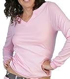 C-IN2 Freshpink Long Sleeve Deep V Neck T-Shirt 1816