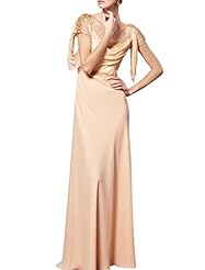 A-line Chiffon/Satin Beaded Mesh Short Sleeves Scoop Neck Cocktail Floor Length Evening Dress/Homecoming Dress/Pageant Dress/Prom Dress/Party Dress/Wedding Dress 