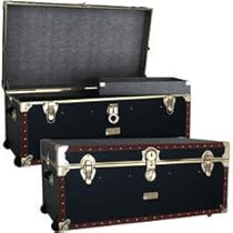 Hot Sale 1828 Trunk with Full Tray in Black with Tan Binding Size: 36" x 20" x 15.25"