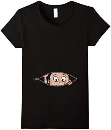 Women's Peeking Baby Maternity T-Shirt Cute Funny Pregnancy Tee XL Black