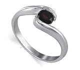 Sterling Silver Round Shaped Garnet Cubic Zirconia Solitaire Polished Finish 2mm Wide Band Promise Ring Size 5, 6, 7, 8, 9