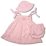 Hand Smocked Striped Pink Sundress Set 6