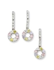 Sterling Silver Yellow & Pink CZ Earring & Pendant Set