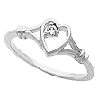 14K White Gold Diamond Heart Promise Ring - 0.03 Ct.