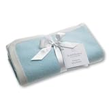 Cashmere Blanket in Pastel Blue with Ivory Trim