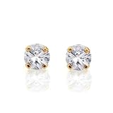 14K Yellow Gold Stud 1/4 Carat Diamond Earrings
