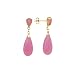 Jewelry : 14K Yellow Gold Pear Shaped Pink Jade Dangle Earrings