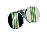 Trendy Yellow & Green Enamel Round Silver Cufflinks with Presentation Box