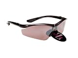 RayZor Professional Lightweight UV400 Black Sports Wrap Running Sunglasses, With a 1 Piece Smoked Mirrored Anti-Glare Lens