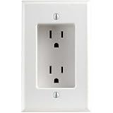 Leviton 689-W 15 Amp 1-Gang Recessed Duplex Receptacle, Residential Grade, with Screws Mounted to Housing, White